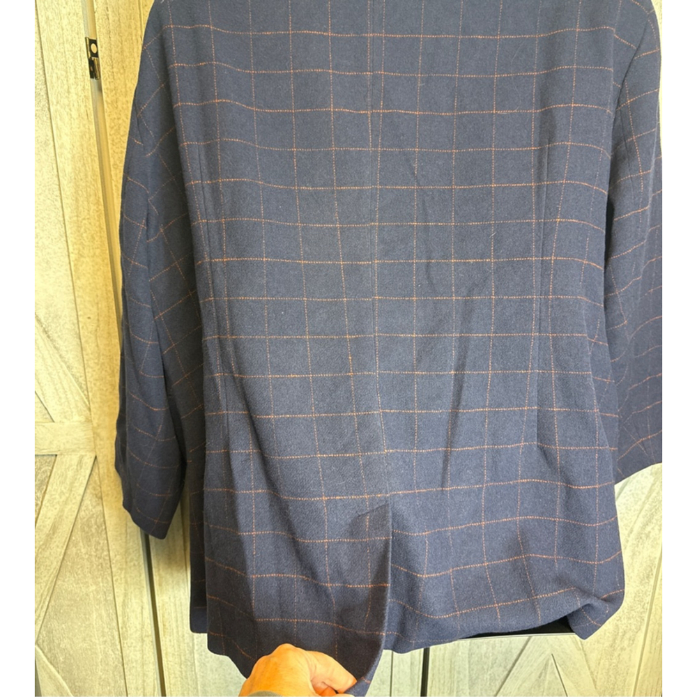 Women's Future Collective Navy Orange Plaid Blazer 4X - Picture 6 of 7